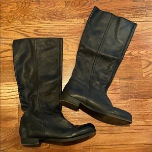 Black Leather Knee High Boots